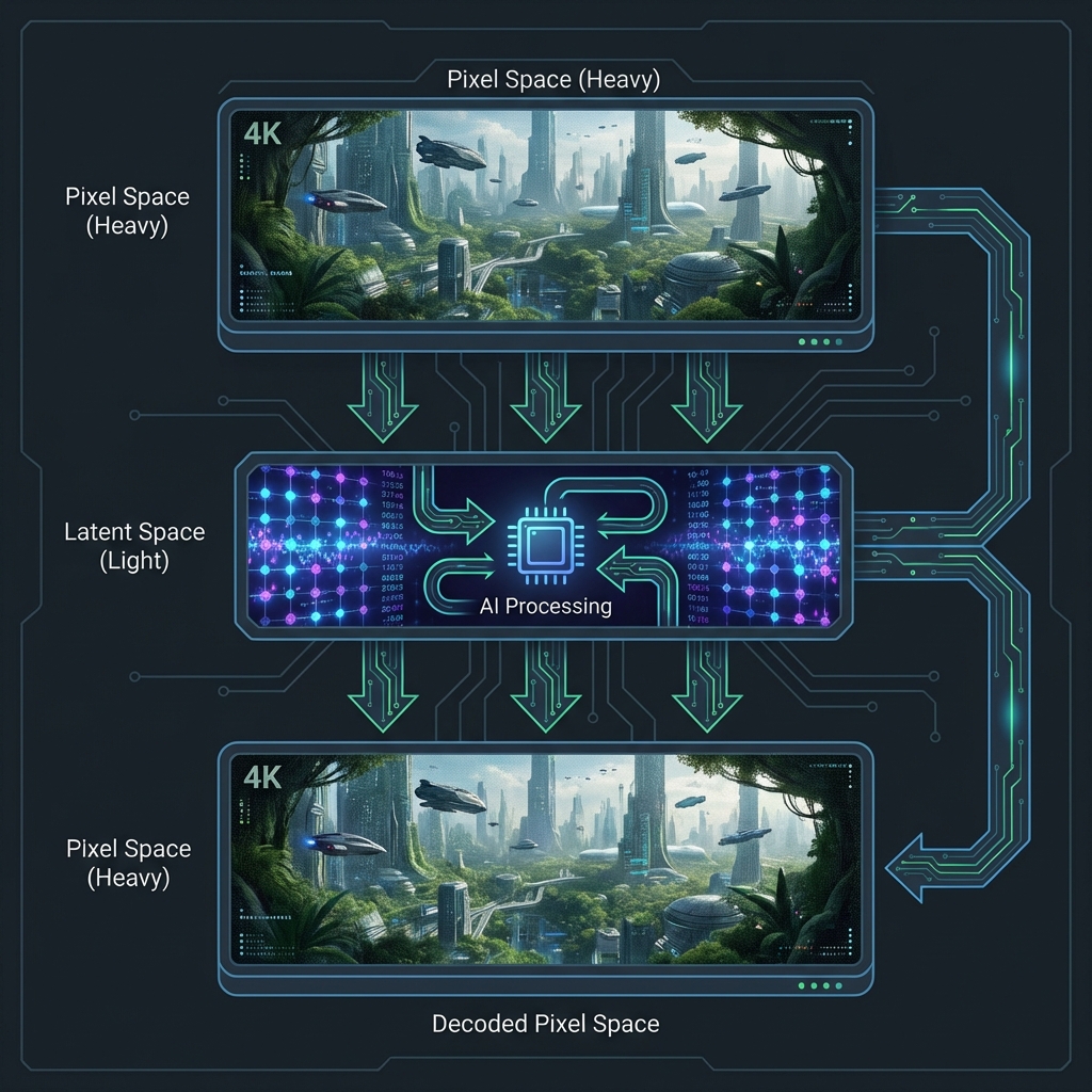 Pixel Space vs Latent Space Infographic